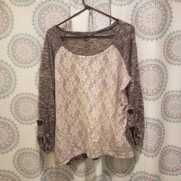 Miss Chievous grey sweater with cream lace detail - Picture 1 of 3
